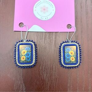 Midnight Bloom Beaded Earrings | Handcrafted Floral Statement Dangles